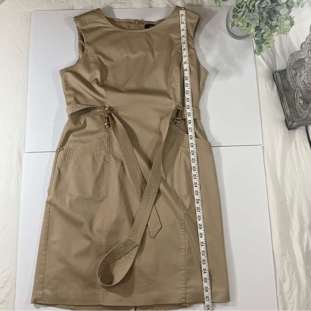 Ellen Tracy Khaki Pencil Belted Sleeveless Work Dress Women’s Size 16 - Picture 10 of 16